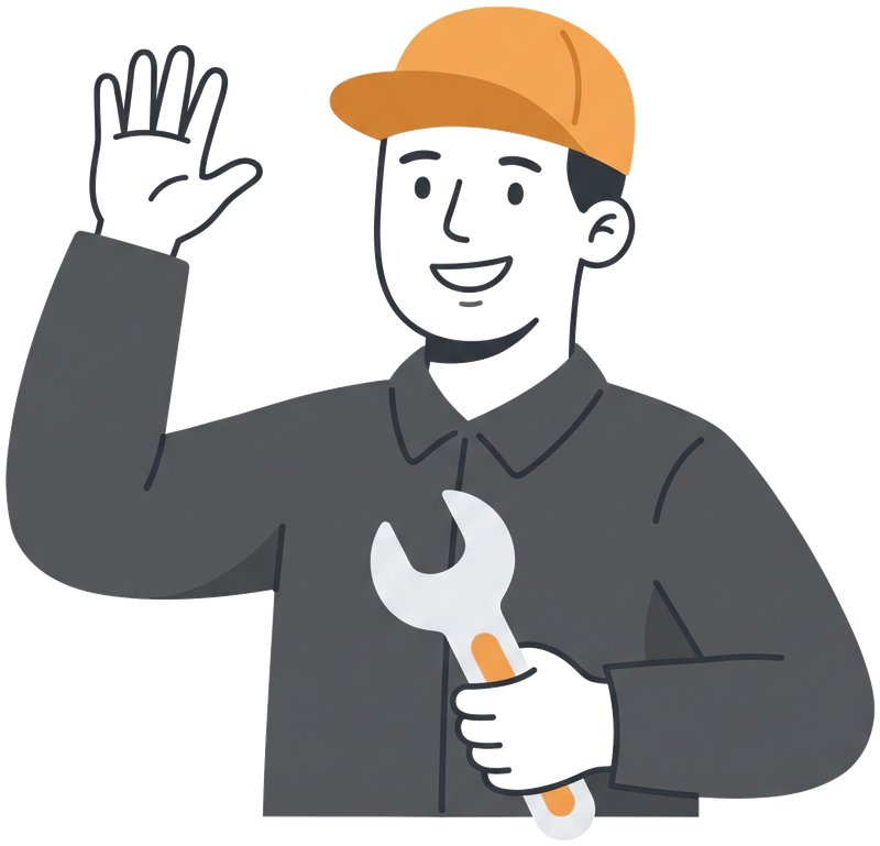 Servicar mechanic waving hello
